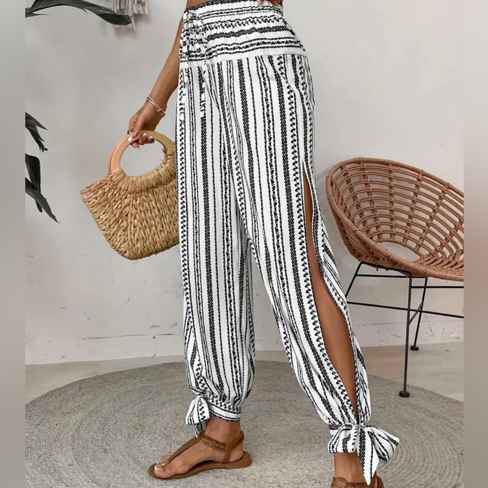 BOHO Drawstring SlitSide Loose Fitting Pants